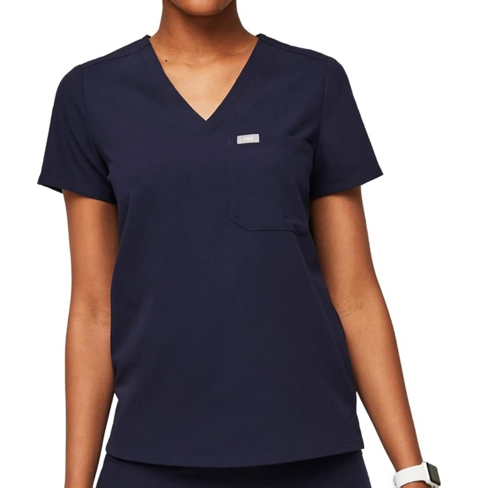 Figs Deep Blue V-Neck Scrub Top